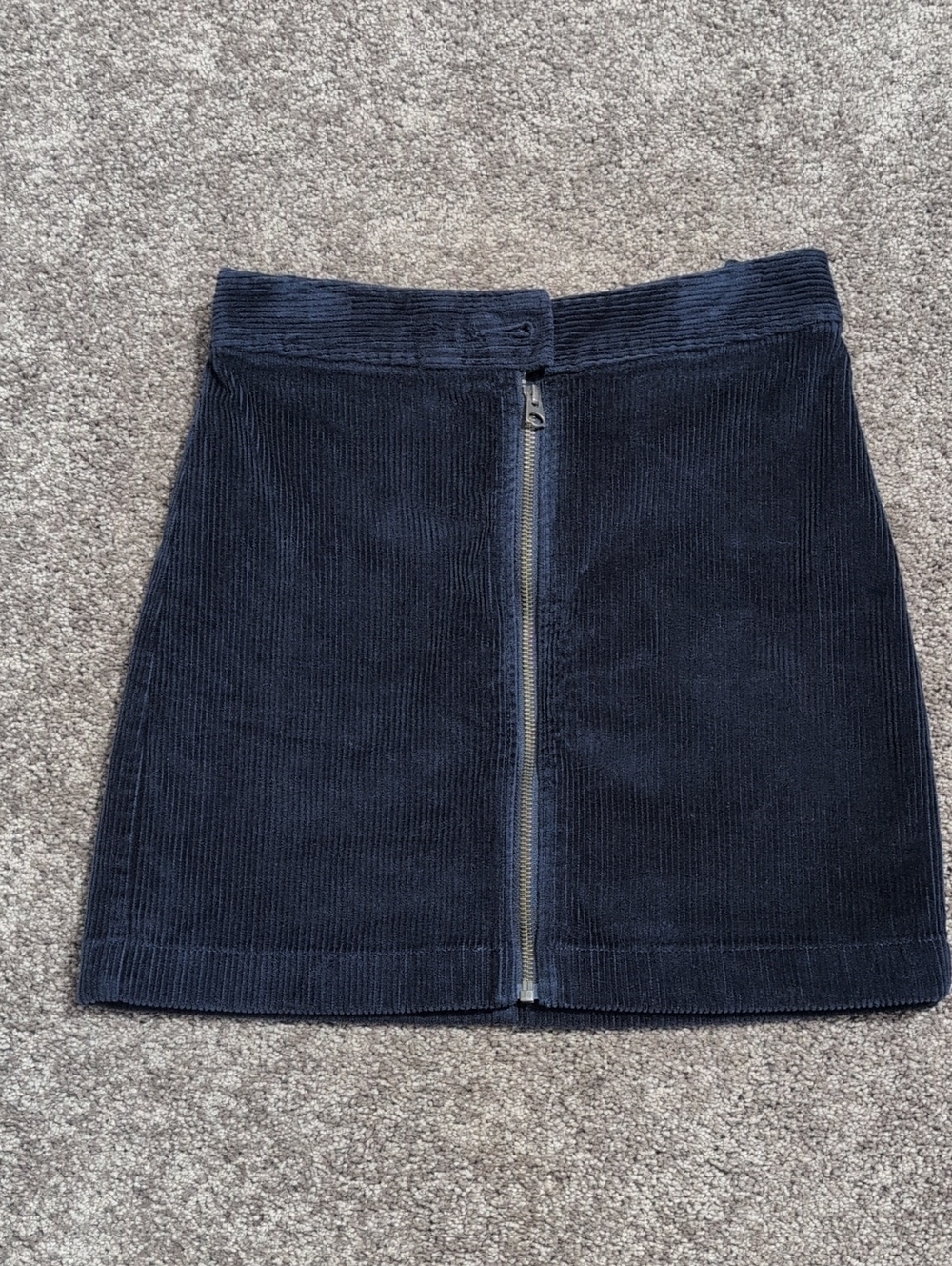 Women's Navy Corduroy Zip-Front Skirt